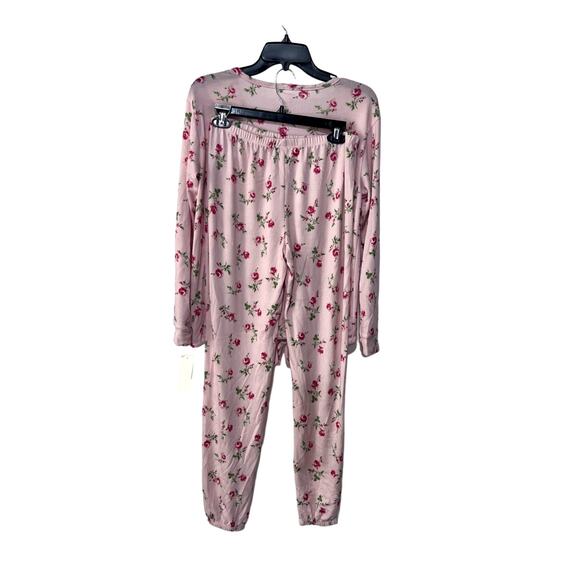 FLORA NIKROOZ JENNA PRINTED COZY SWEATER-KNIT PAJAMAS FLORAL PINK MEDIUM - Picture 3 of 10